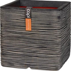 Capi Nature Bak Vierkant Rib 40 X 40 X 40 Cm Zwart Grijs