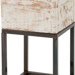 Intratuin Plantenbak Kyra Op Voet Wit / Naturel 18 X 18 X 34 Cm