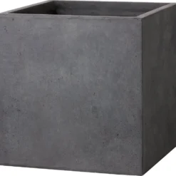 Intratuin Bloempot Kubus Antraciet 34 X 34 X 30 Cm